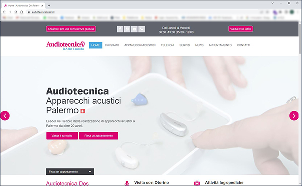 Screenshot home page Audiotecnicados Srl