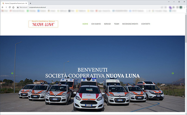 Screenshot home page Cooperativa Nuova Luna