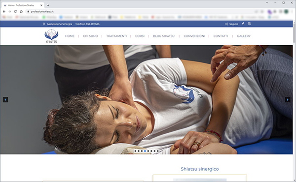 Screenshot home page Professione Shiatsu